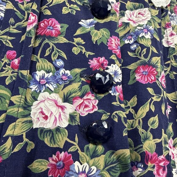 Vtg Floral Midi Dress M Petite Lace Collar Belt Modest Twee Grandma Cottage 80s - Picture 4 of 15